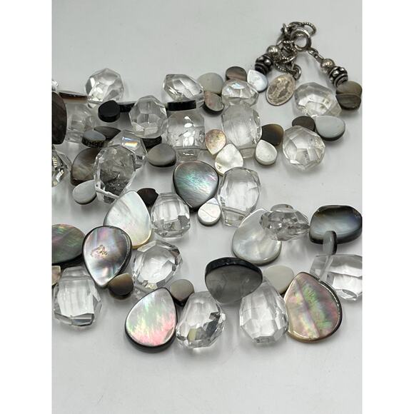 Carroll Dorsey Bejewel Designer Sterling Crystal MOP Graduated Necklace - Picture 4 of 13